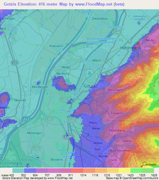 Gotzis,Austria Elevation Map