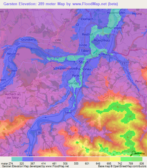 Garsten,Austria Elevation Map