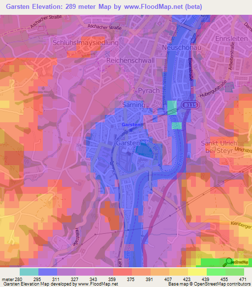 Garsten,Austria Elevation Map