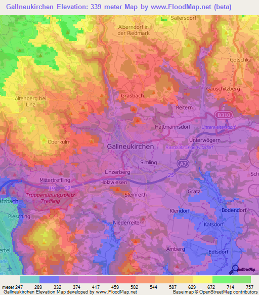 Gallneukirchen,Austria Elevation Map
