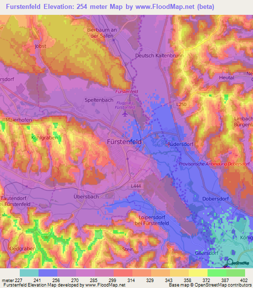 Furstenfeld,Austria Elevation Map