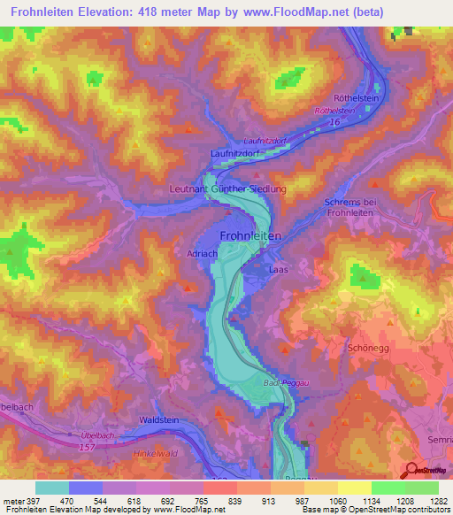 Frohnleiten,Austria Elevation Map