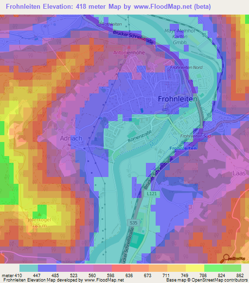 Frohnleiten,Austria Elevation Map