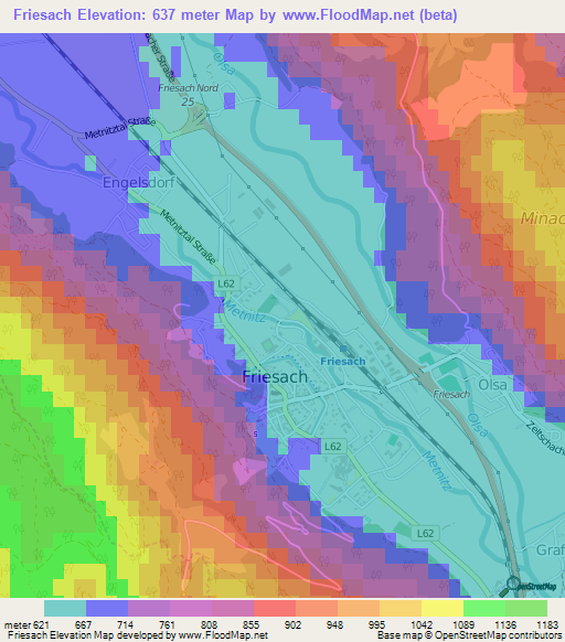 Friesach,Austria Elevation Map