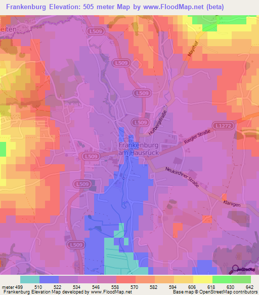 Frankenburg,Austria Elevation Map