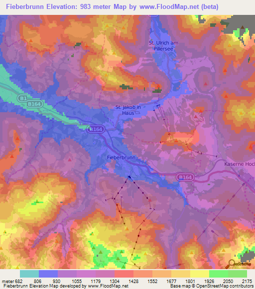 Fieberbrunn,Austria Elevation Map