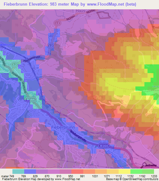 Fieberbrunn,Austria Elevation Map