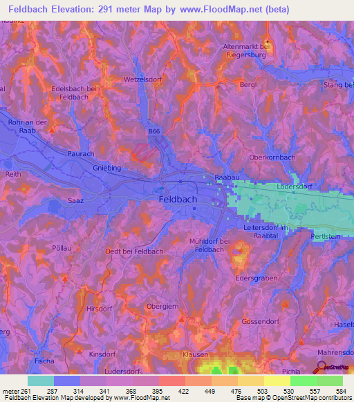 Feldbach,Austria Elevation Map