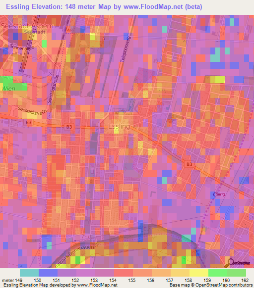 Essling,Austria Elevation Map