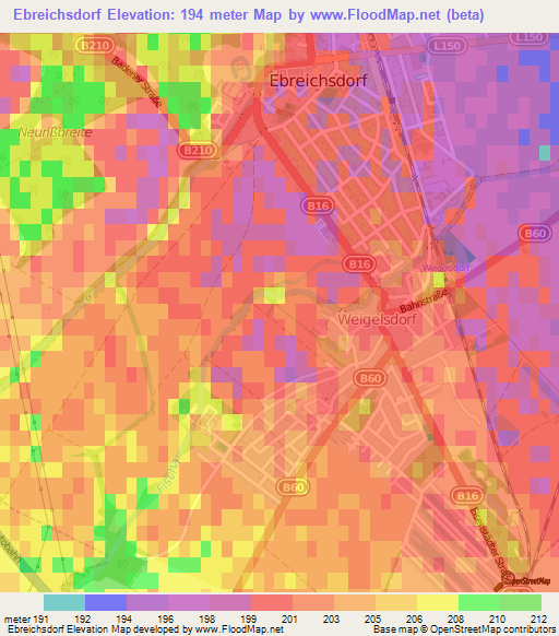 Ebreichsdorf,Austria Elevation Map