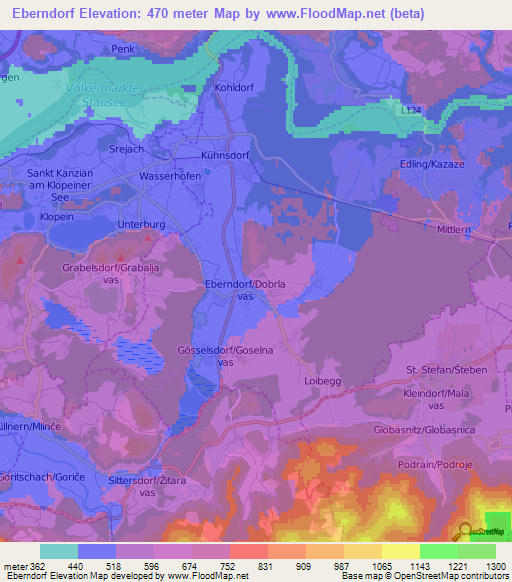 Eberndorf,Austria Elevation Map