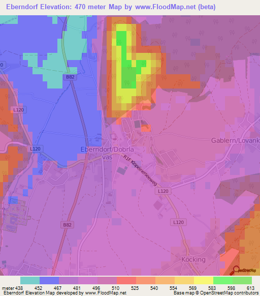 Eberndorf,Austria Elevation Map