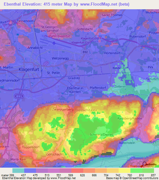 Ebenthal,Austria Elevation Map