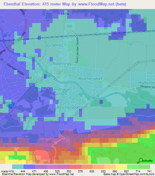 Ebenthal,Austria Elevation Map