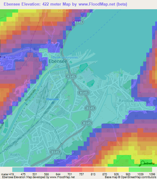 Ebensee,Austria Elevation Map