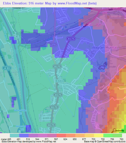 Ebbs,Austria Elevation Map