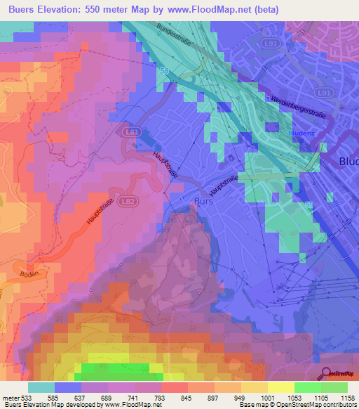 Buers,Austria Elevation Map