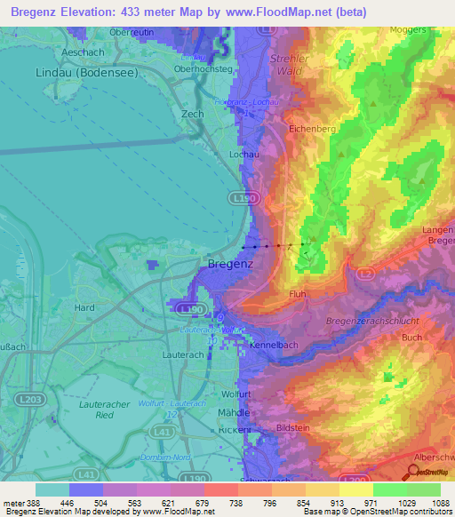 Bregenz,Austria Elevation Map