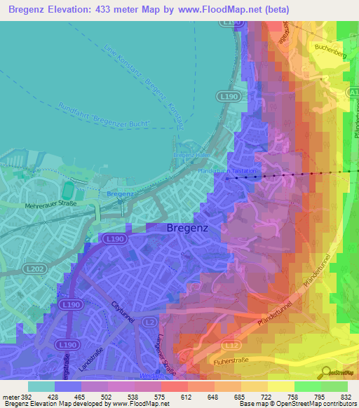Bregenz,Austria Elevation Map
