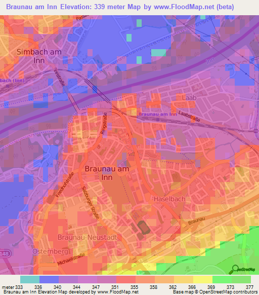 Braunau am Inn,Austria Elevation Map