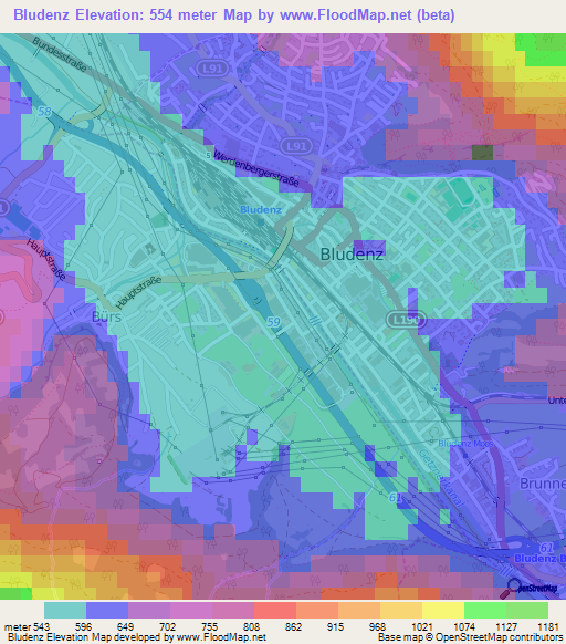 Bludenz,Austria Elevation Map