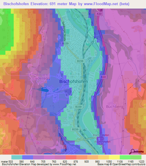Bischofshofen,Austria Elevation Map