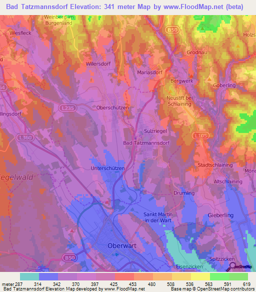 Bad Tatzmannsdorf,Austria Elevation Map