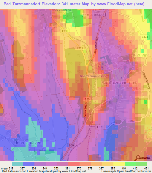 Bad Tatzmannsdorf,Austria Elevation Map