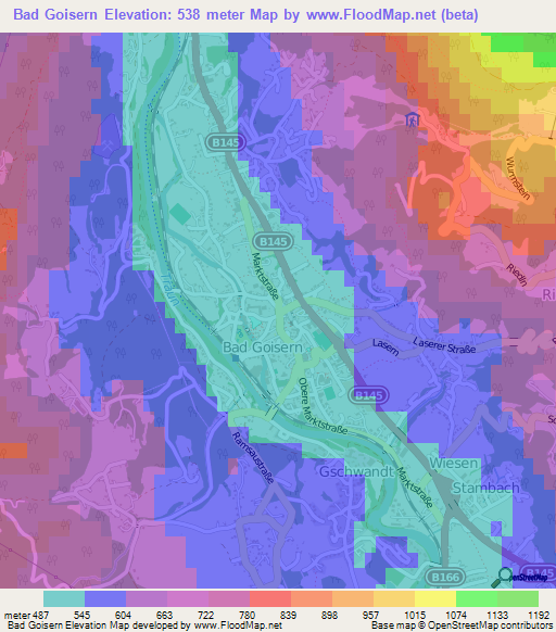 Bad Goisern,Austria Elevation Map