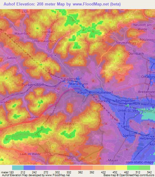Auhof,Austria Elevation Map