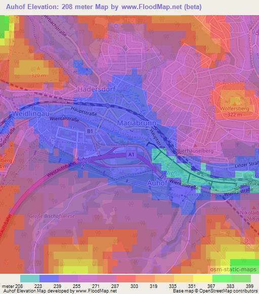 Auhof,Austria Elevation Map