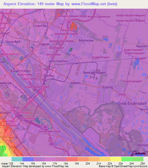 Aspern,Austria Elevation Map