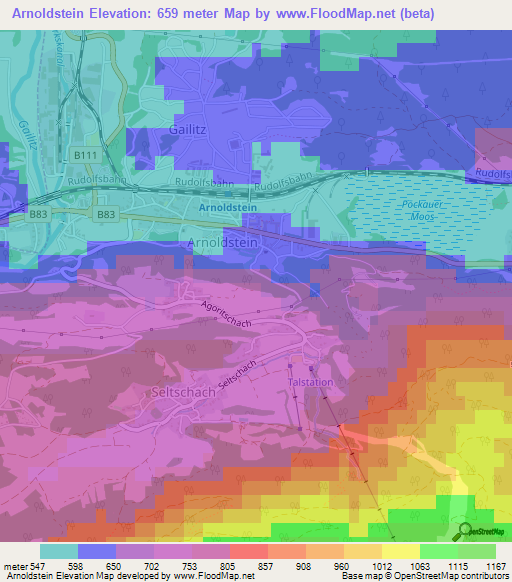 Arnoldstein,Austria Elevation Map