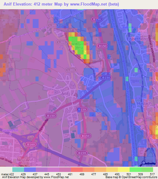 Anif,Austria Elevation Map