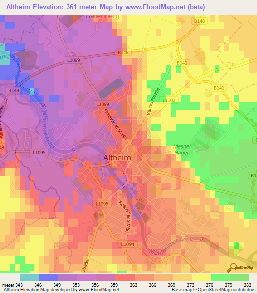 Altheim,Austria Elevation Map