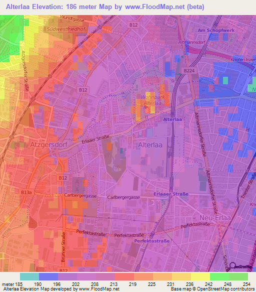 Alterlaa,Austria Elevation Map