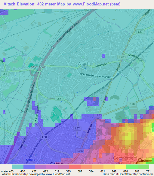 Altach,Austria Elevation Map