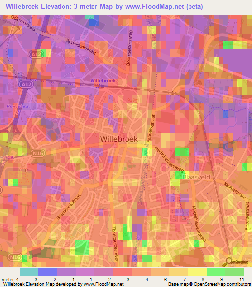 Willebroek,Belgium Elevation Map