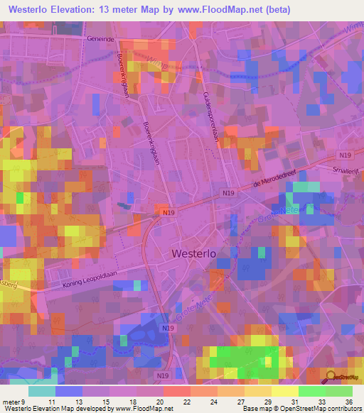 Westerlo,Belgium Elevation Map