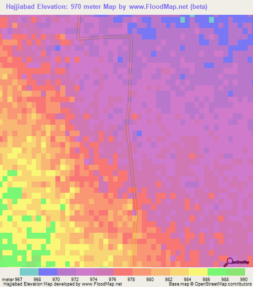 Hajjiabad,Iran Elevation Map