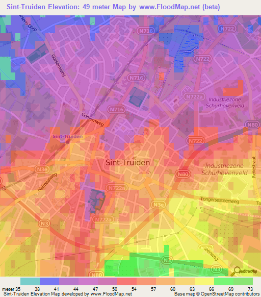 Sint-Truiden,Belgium Elevation Map