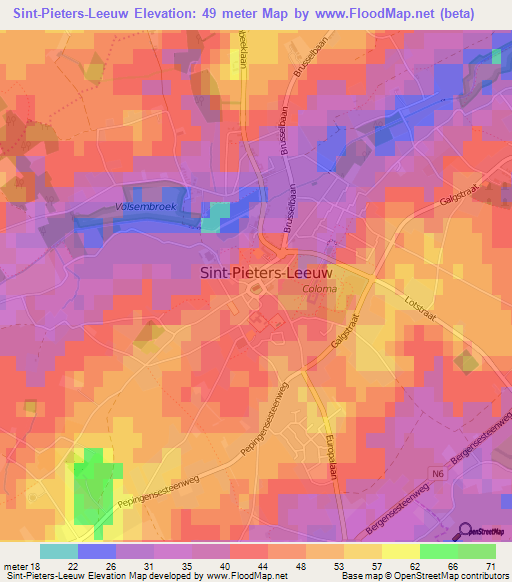 Sint-Pieters-Leeuw,Belgium Elevation Map