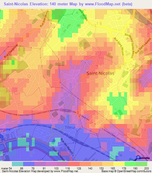 Saint-Nicolas,Belgium Elevation Map