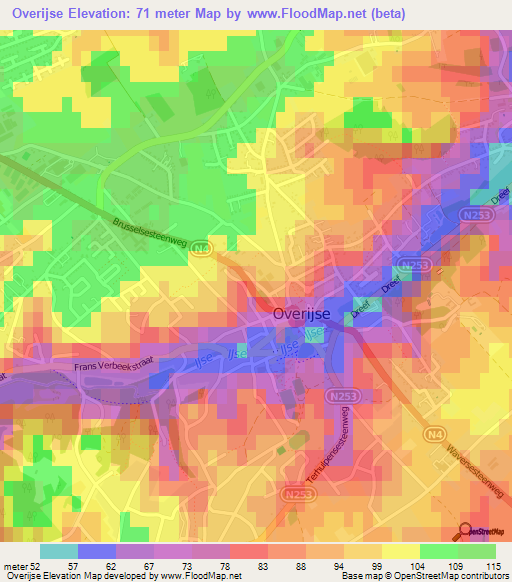 Overijse,Belgium Elevation Map