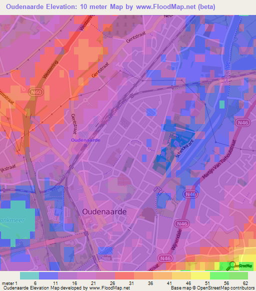 Oudenaarde,Belgium Elevation Map