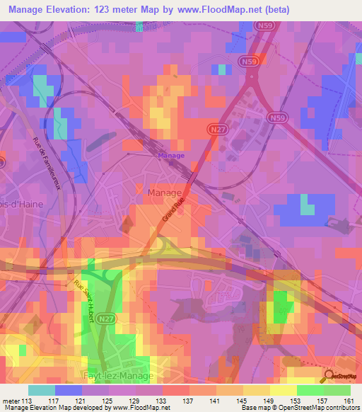 Manage,Belgium Elevation Map