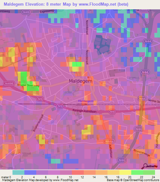 Maldegem,Belgium Elevation Map