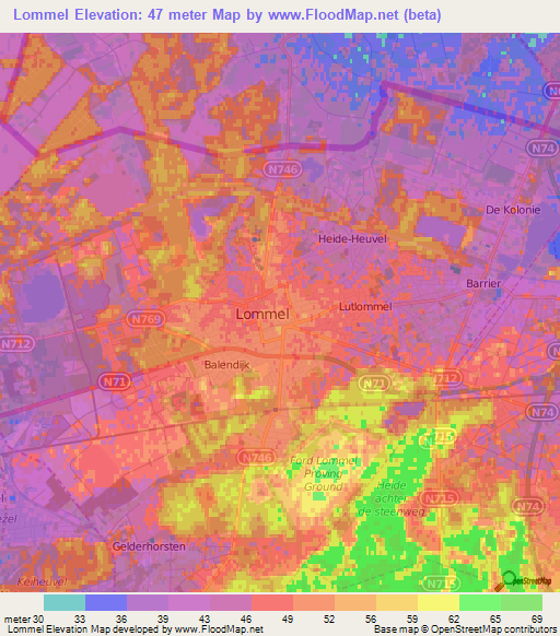 Lommel,Belgium Elevation Map