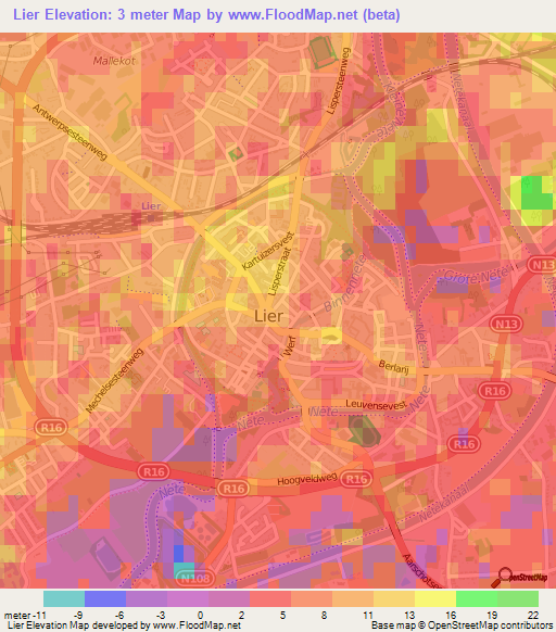 Lier,Belgium Elevation Map