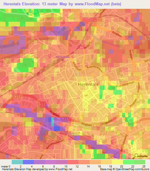 Herentals,Belgium Elevation Map